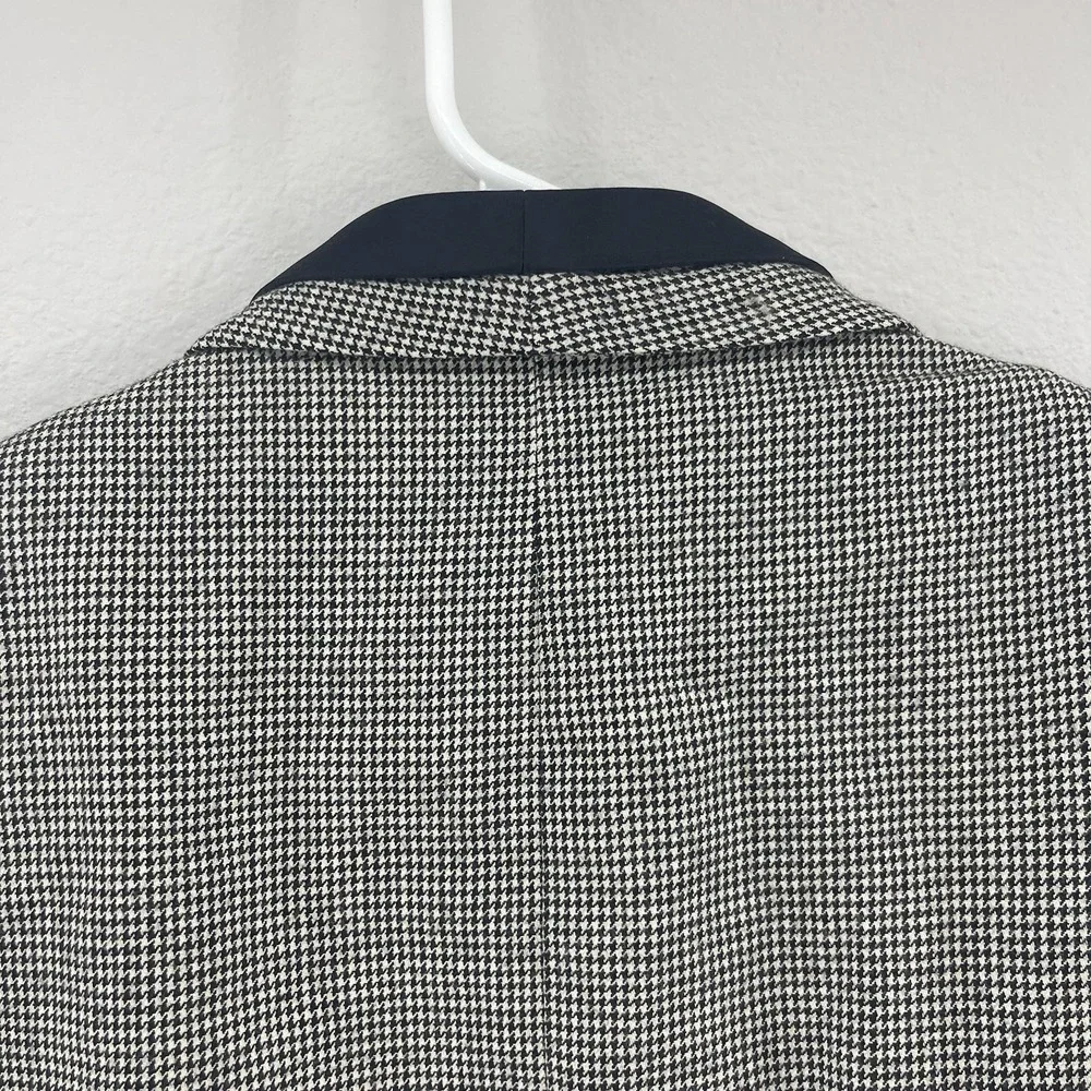 Oscar de la Renta Men's Blazer 37S Black Trim Shawl Collar Houndstooth‎ USA Made